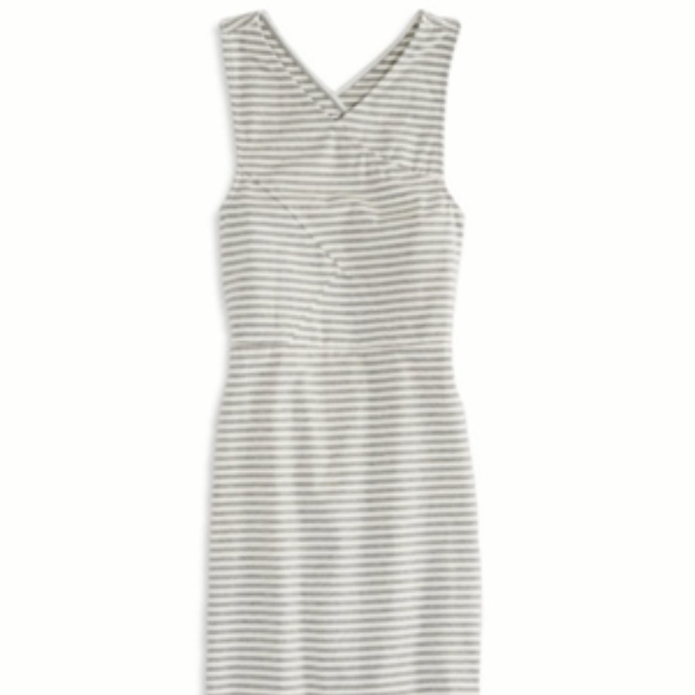 AEO Grey White Stripe Cotton Sleeveless Dress NWT